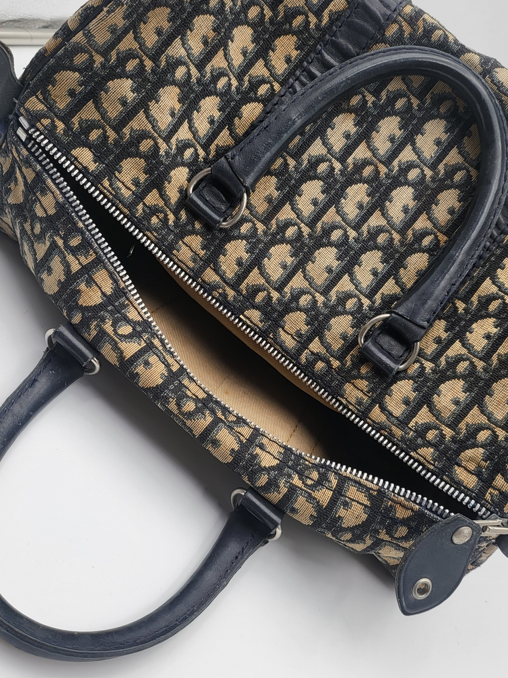 CHRISTIAN DIOR Blue Diorissimo Trotter Canvas Boston 30 Bag..Authentic w/COA. - Picture 13 of 16